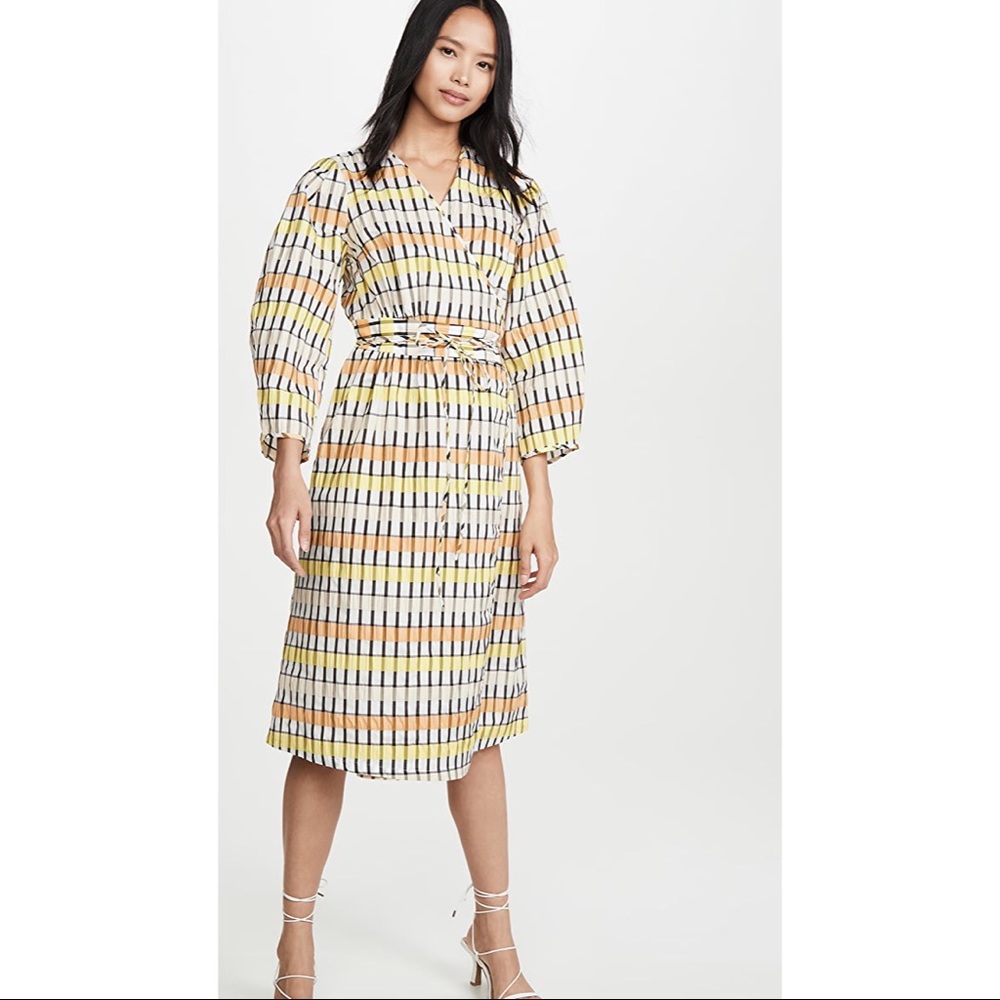 Baum Und Pferdgarten Abylene Puff Sleeve Midi Wrap Dress Size 6